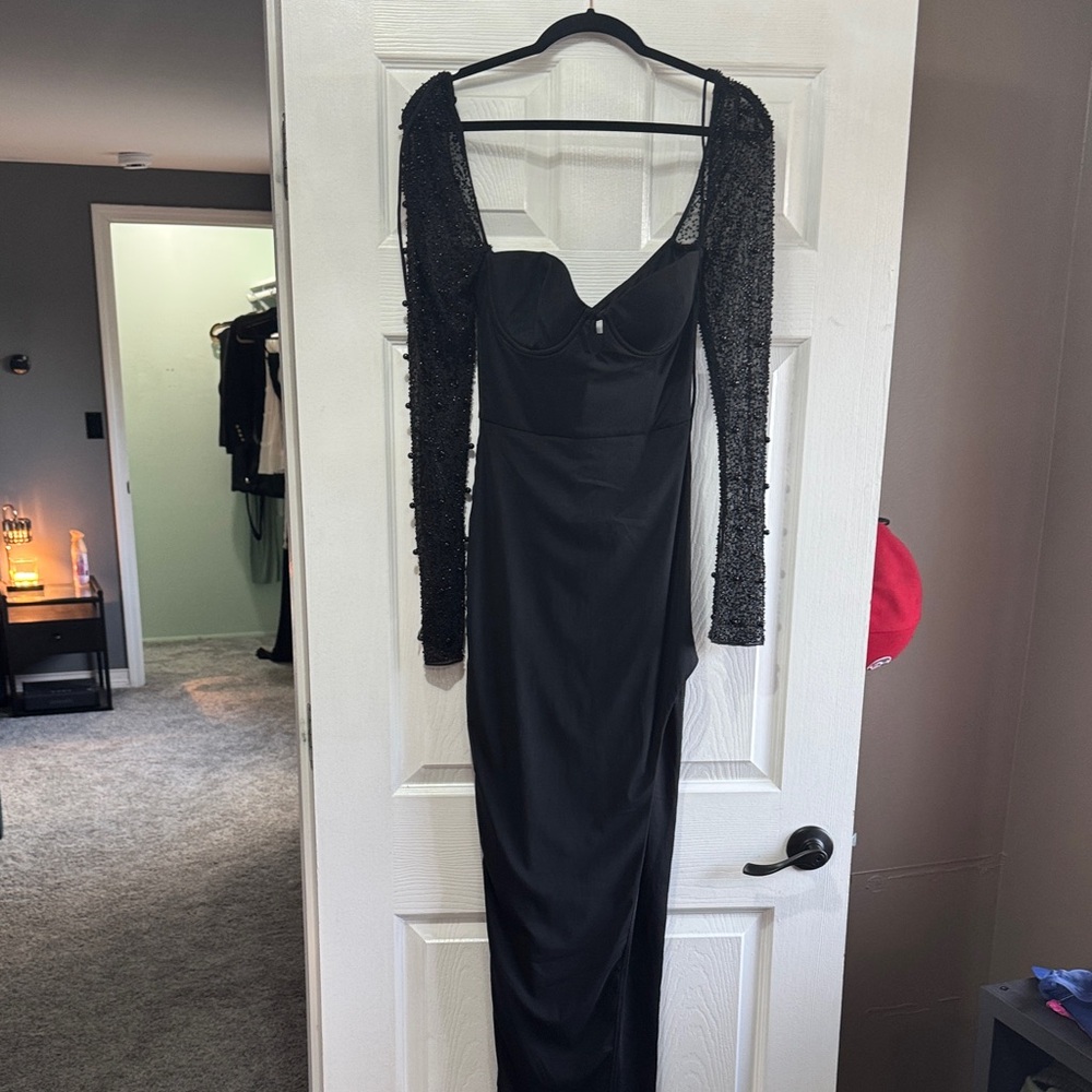 Oh Polly Black Long Sleeve Dress